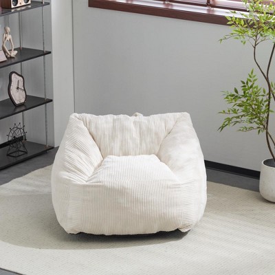Vynxaria Beige Faux Fur Olbia Indoor Bean Bag Chair
