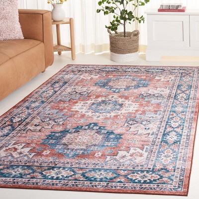 Arizona Blue Rust Washable Synthetic Area Rug 3' x 5'