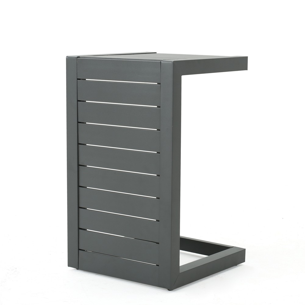 Photos - Garden Furniture Cape Coral Aluminum C-Shaped Side Table - Gray - Christopher Knight Home