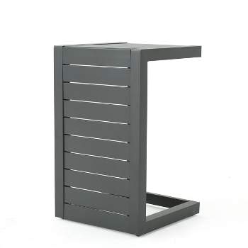 Cape Coral Aluminum C-Shaped Side Table - Gray - Christopher Knight Home