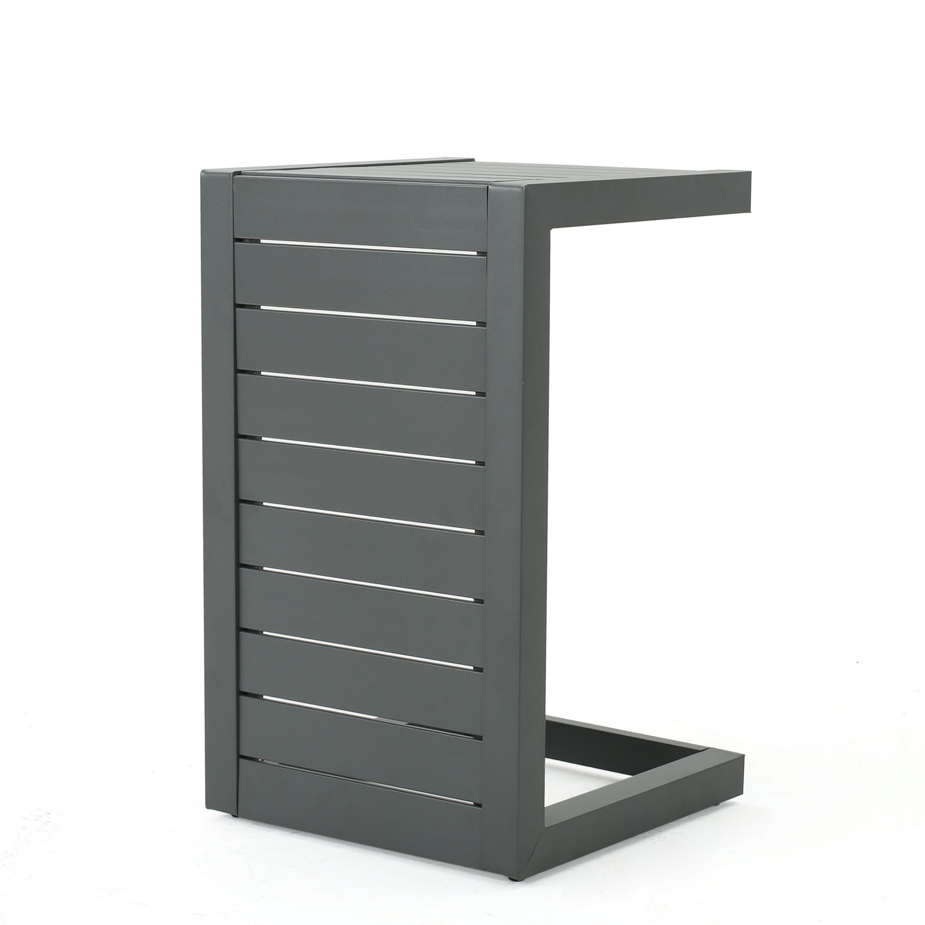 Cape Coral Aluminum C-Shaped Side Table - Gray - Christopher Knight Home: Weather-Resistant Patio Accent Table