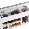 ODK Shoe Storage Bench with Cushion, Entryway Bench with Lift-Top Storage Box and 2 Tiers Open Shoe Rack, Wooden Shoe Bench for Entryway - 4 of 4