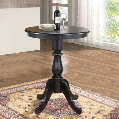Black 30" Round Wood Pedestal Bar Table