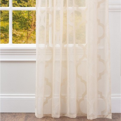 Beige Sheer Light-Filtering Polyester Rod Pocket Curtains, 52" x 63"