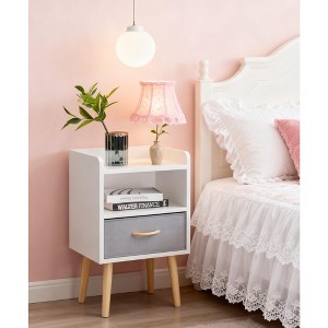 Tiramisubest Nightstand Drawer 2 Tier Storage Wood Side Table Compact Bedside Table with Storage Kids Bedroom - 1 of 4