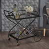 Mobile Bar Cart, Home Serving Cart With Wheels, Bar Cart With 2 Tempered Glass Shelves, Handle, Metal Frame Kitchen Cart - 2 of 4