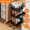 Simple Trending 3 Tier Metal Cart on Wheels, Heavy Duty Rolling Storage Cart with 3 Box and Hooks for Kitchen to Organize Books Snacks Tools, Black - 4 of 4