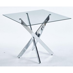NicBex Minimalist Square Glass Dining Table with Cross Metal Legs,Modern Kitchen Table Bar Table,Dining Room Furniture - 1 of 4