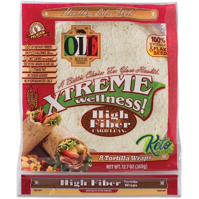 Ole Xtreme Wellness High Fiber Low Carb Keto Friendly Tortilla Wraps - 12.7oz/8ct