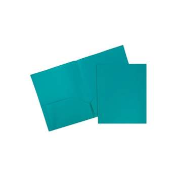 JAM Paper Plastic Two-Pocket School POP Folders Teal Bulk 96/Pack 382ETEB