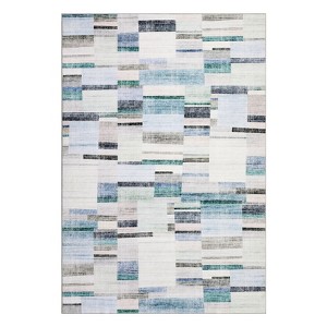 Washable Modern Geometric Patchwork Print Living Room Rugs, Soft Ultra Thin Non Slip Bedroom Carpet for Dining Room Home Office - 1 of 4