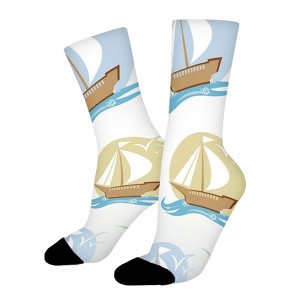 Ship Women Printed Crew Socks Funny Funky Socks Soft Polyester Novelty Gifts for Artists Men - 1 of 1