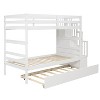 NicBex Twin over Twin Bunk Bed Pine Bed Frame with Twin Trundle, Storage Stair and Full Length Guardrail, Space Saving, No Box Spring Required, White - 4 of 4