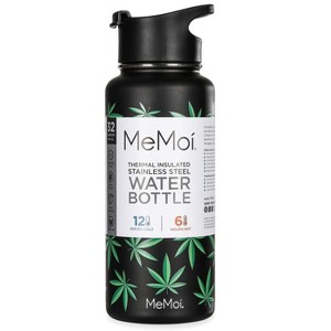 Memoi Thermal Insulated Stainless Steel Weed 32 Oz Water Bottle Black 32OZ - 1 of 4