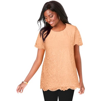 Jessica London Women's Plus Size Stretch Lace Tunic
