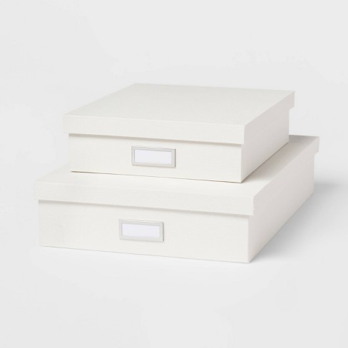 Canvas Desk Storage Box Set of 2 Cream - Brightroom™