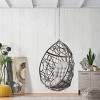 Outdoor Hanging PE Rattan Woven Hammock Chair,Teardrop Chair With Cushion And Iron Frame,Lounge Chair For Living Room Backyard-Coolbibila - 3 of 4