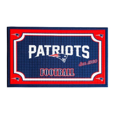 Evergreen Team Sports America NFL New England Patriots Embossed Outdoor-Safe Mat - 30" W x 18" H Durable Non Slip Floormat for Football Fans