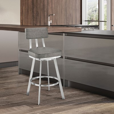 PAGED Swivel Bar Stools Faux Leather Counter Stools with Footrest, Island Chairs for Home Pub