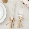 Juvale 4 Piece Rustic-Style Wedding Cake Knife and Server Set with Champagne Glasses for Bride and Groom, Country Theme Wedding Supplies - 2 of 4