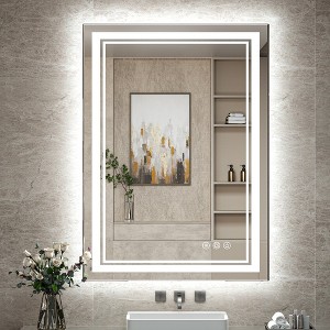 Keonjinn LED Bathroom Vanity Mirror, Front Light & Backlit, 3 Color Temperatures, Anti Fog, Double Lights Strips - 1 of 4