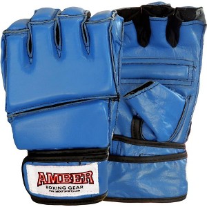 Amber Fight Gear Premium Leather Grappling Gloves – Enhanced Grip, Wrist Support, Breathable Comfort for MMA & Clinch Fighting, Blue, X-Large - 1 of 1
