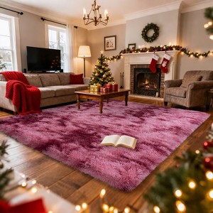 Blush Pink Shag Rug, Ultra Soft 1.7" Thick, Non-Slip, 100% Polyester, Modern Decor for Bedroom - 1 of 4