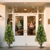 Prelit Holiday Christmas 4-Piece Set, Garland Wreath and Set of 2 Entrance Artificial Christmas Trees, PVC Celebrating Set - 4 of 4