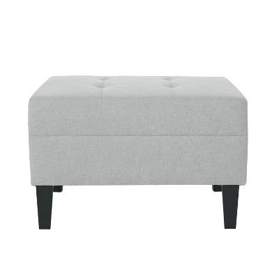 VYNXARIA Ottomans and Benches - 28.25"x23.00"x18.50" Light Gray Classic Ottoman with Tapered Legs