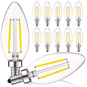Luxrite 4W Vintage Candelabra LED Bulbs Dimmable, 400 Lumens, 4000K Cool White, Chandelier Light Bulb 40W Equivalent, E12 Base 12 Pack - 1 of 4