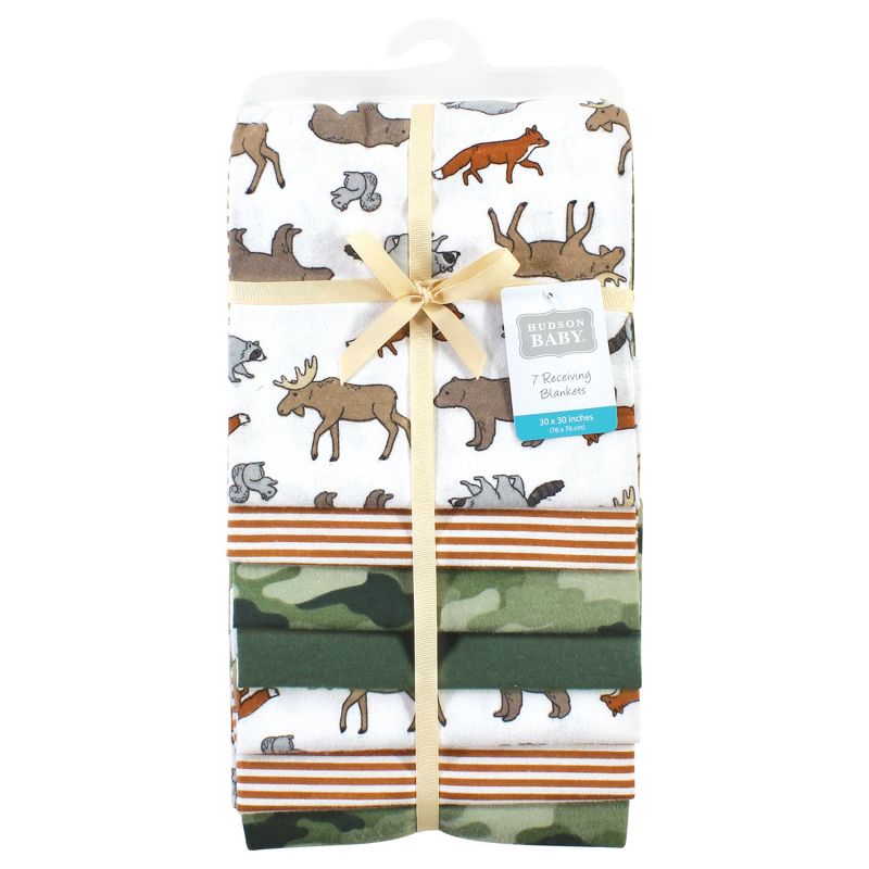 Hudson Baby Infant Boy Cotton Rich Flannel Receiving Blankets Bundle, Animal Adventure, One Size, 2 of 7
