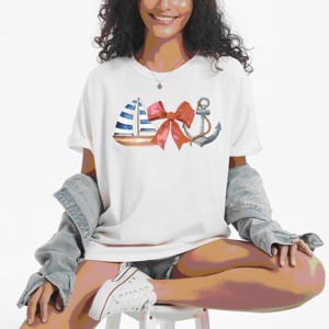 Simply Sage Market Coquette Ship Anchor Garment Dyed Tee - 1 of 4
