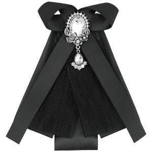 Elerevyo Women's Ribbon Rhinestone and Pearl Accessories Bow Tie - 1 of 4