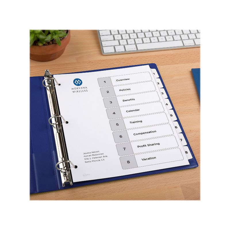 Avery Pre-Printed 8-Tab Numeric Dividers Customizable 11822, 3 of 8