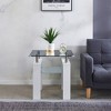 FONTOI End Table Clear Glass Top End Table Modern Metal Frame Square Accent Furniture for Living Room and Bedroom, White, 23.6"*23.6"*23.6" - 2 of 4
