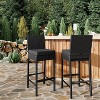 Rattan Bar Chair, Bar Stool with Cushions, Kitchen Barstool, Patio Wicker Chair Height Stool Set, Home Bar Seating - 2 of 4