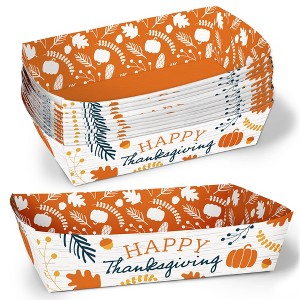 Big Dot of Happiness Happy Thanksgiving Paper Food Trays, Disposable Food Boats Double-Sided Meal Holders for Nachos, Hot Dogs, French Fries - 12 Ct - 1 of 4