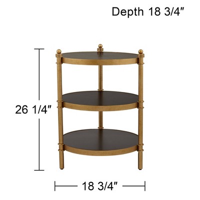 Cason Glam-Luxe Black and Gold Round Three-Tier Side Table