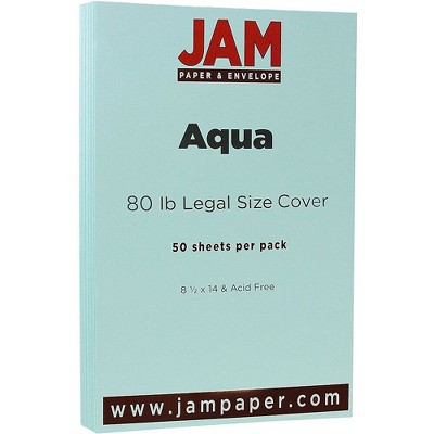 JAM Paper Legal Matte 80lb Colored Cardstock 8.5 x 14 Coverstock Aqua Blue 16729312