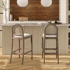 Okak Set of 2 Solid Wood Upholstered Bar Stools for Dining Rooms,Cane Rattan Kitchen Island Counter Chairs with Curved Back - 2 of 4