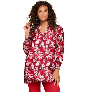 Roaman's Women's Plus Size Tulip Hem Blouse - 1 of 4