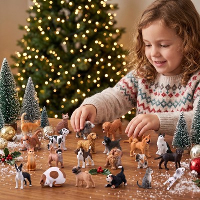 Dog and Cat Figure Advent Calendar with 24 Pets and a Pet Town Play Mat