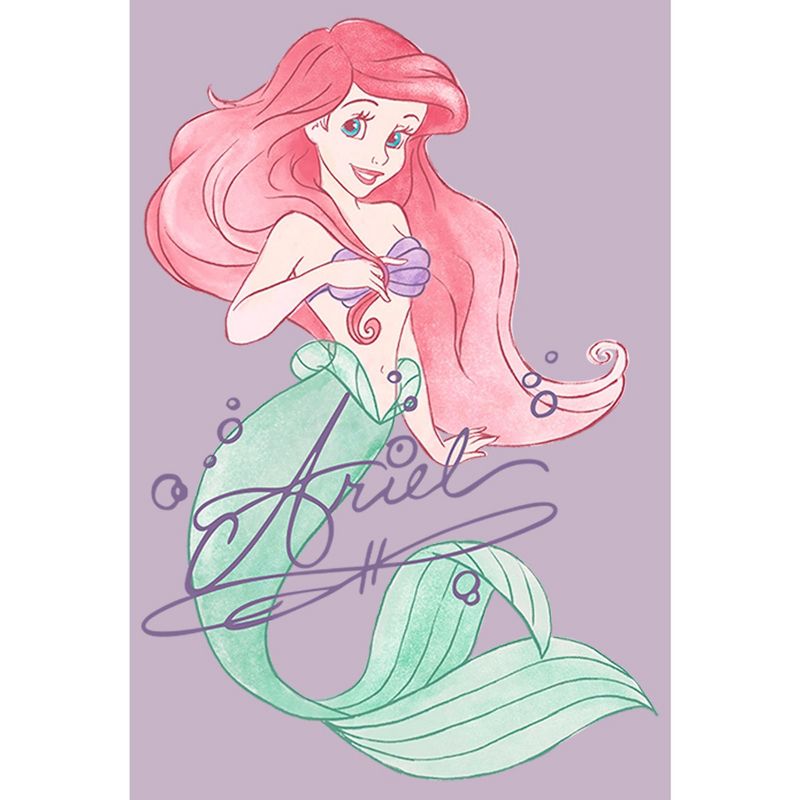 Junior's The Little Mermaid Ariel Watercolor SignatureCrop T-Shirt, 2 of 4
