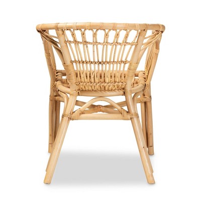 Bohemian Bali Low Slat Rattan and Cane Brown Arm Chair