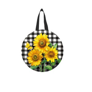 Briarwood Lane Fall Door Hanger 16x16 Checkered Sunflowers For Fall Door Hanger - 1 of 2
