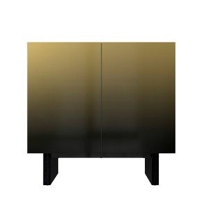 Modern Matte 2-Door Accent Cabinet with Gold Wire Mesh, Storage for Living Room, Hallway & Coffee Bar - 1 of 4
