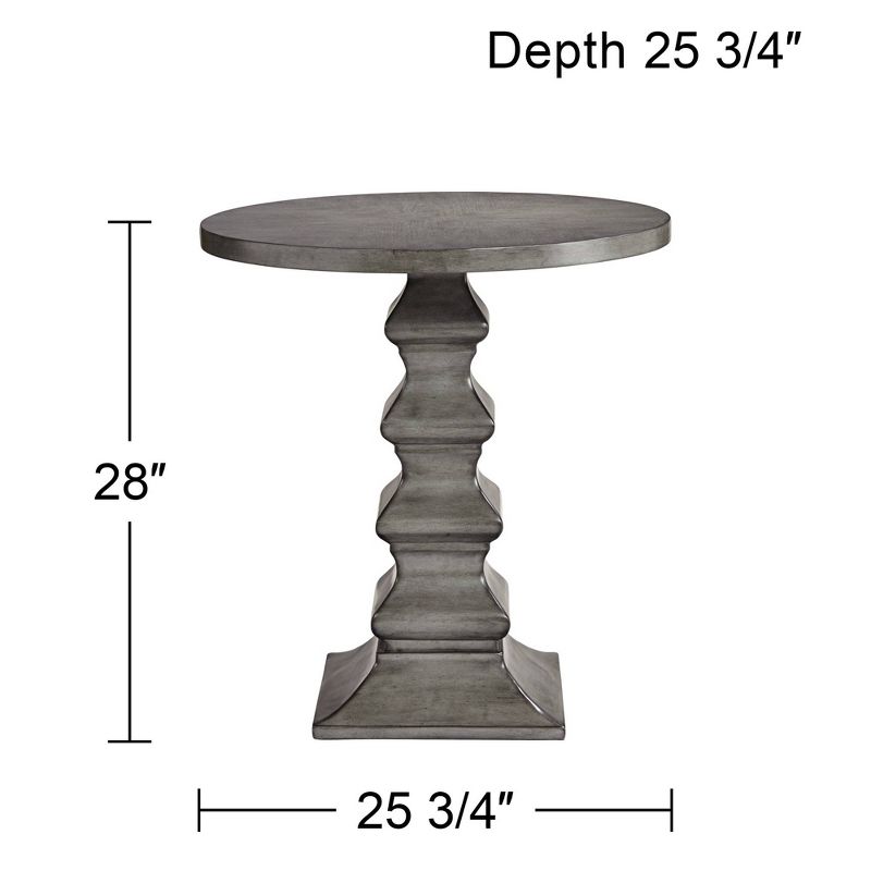 55 Downing Street Traditional Gray Slate Round Accent Table 25 3/4" Wide Tiered Column Living Room Bedroom Entryway House Office, 4 of 10