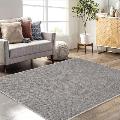 Modern Solid Textured Area Rug Machine Washable Stain Resistant Non-Slip Floor Cover Carpet