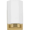 Progress Lighting Estrada 1-Light Vanity Light, Steel, Brushed Gold, Opal Glass - Damp Rated - 5.37"W x 7.75"H - 2 of 4