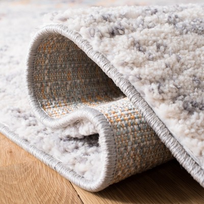 Ivory and Multi Diamond Pattern Synthetic Runner Rug